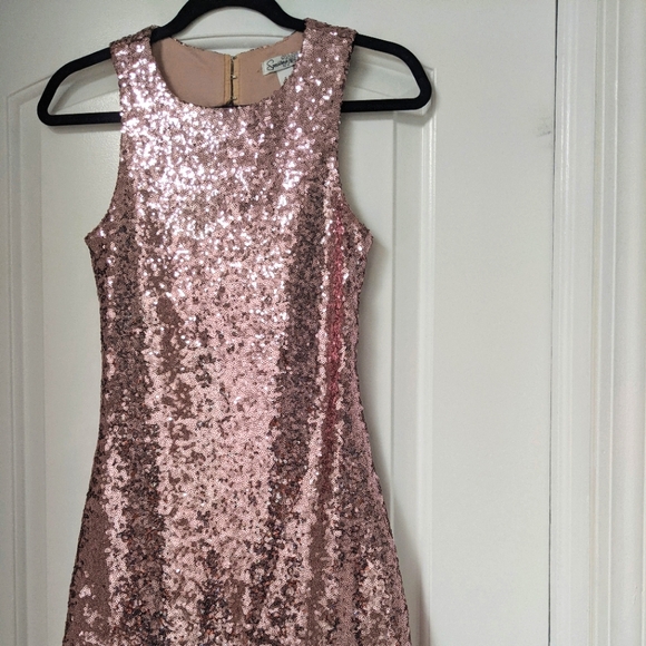 Beautiful Rose Gold Sequins Sparkly Dress - Picture 5 of 16